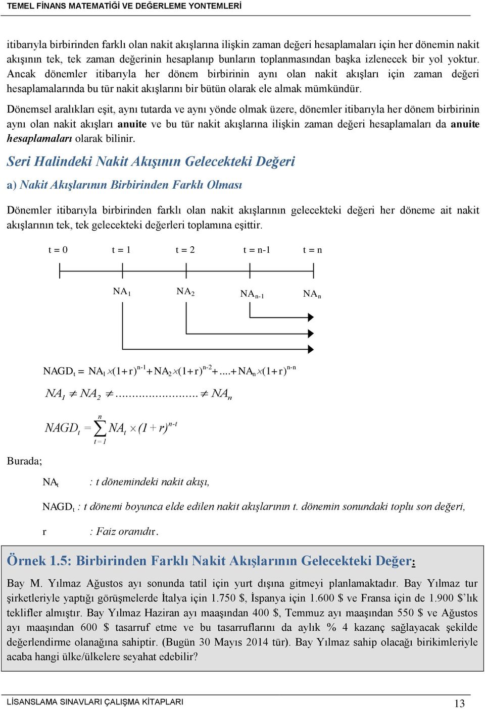 Dönemsel aralıkları eşit, aynı tutarda ve aynı yönde olmak üzere, dönemler itibarıyla her dönem birbirinin aynı olan nakit akışları anuite ve bu tür nakit akışlarına ilişkin zaman değeri