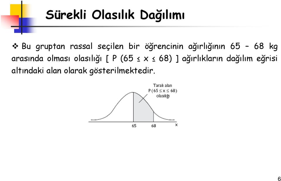 arasında olması olasılığı [P(65 x 68) ]