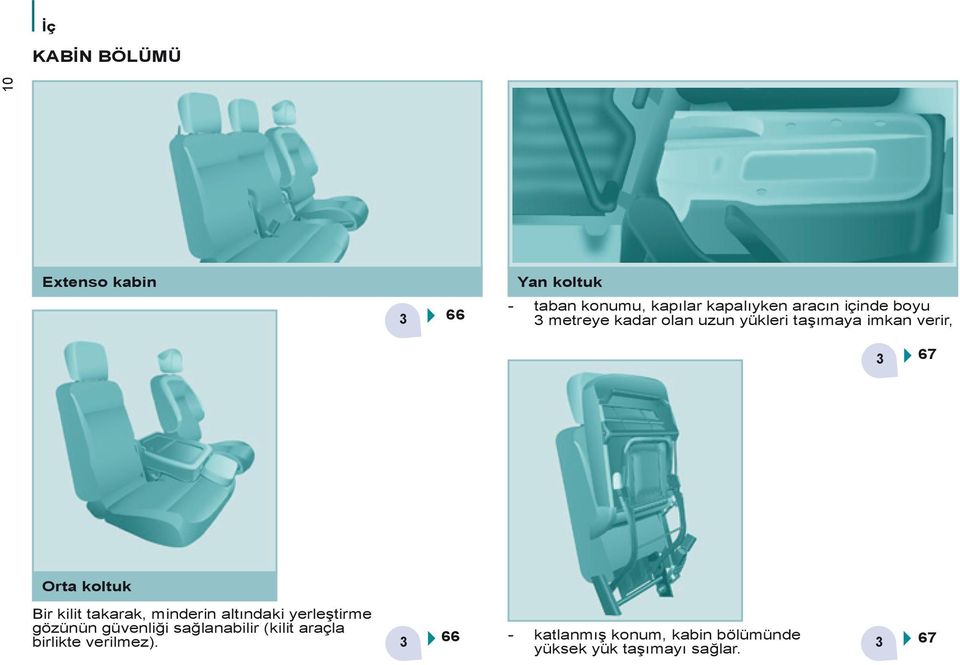 koltuk Bir kilit takarak, minderin altındaki yerleştirme gözünün güvenliği sağlanabilir