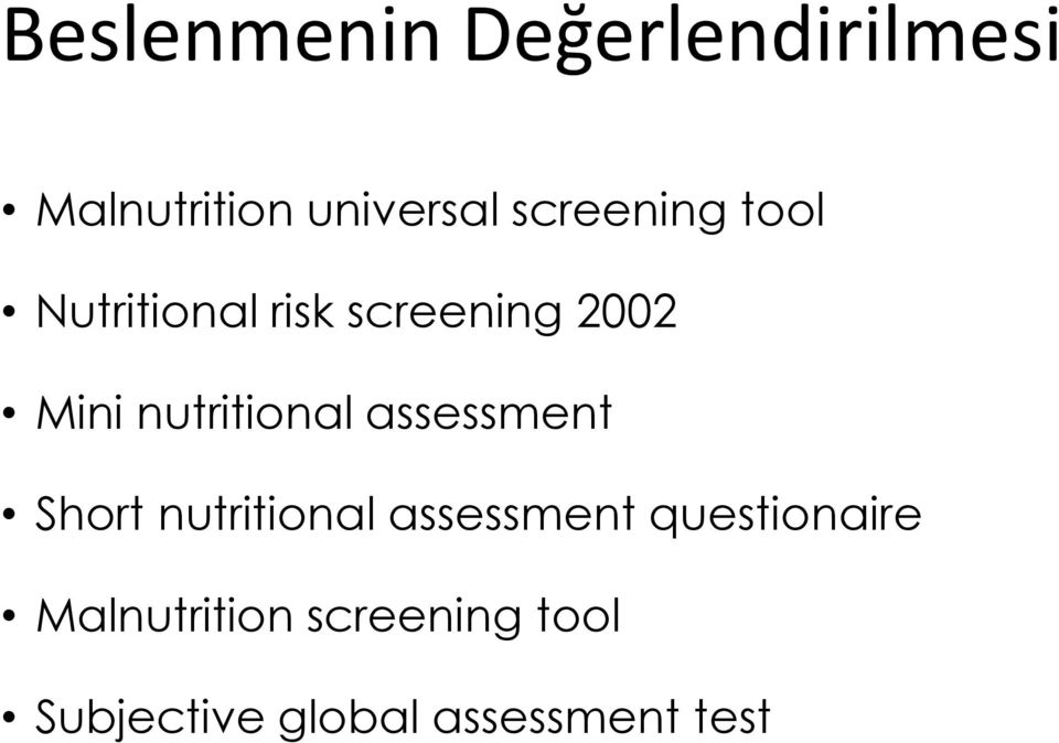 nutritional assessment Short nutritional assessment