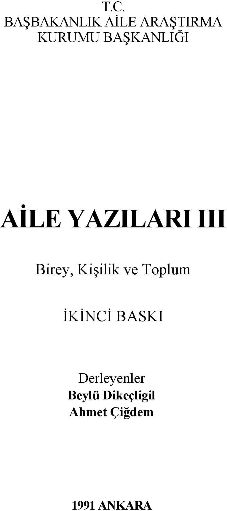 Kişilik ve Toplum İKİNCİ BASKI