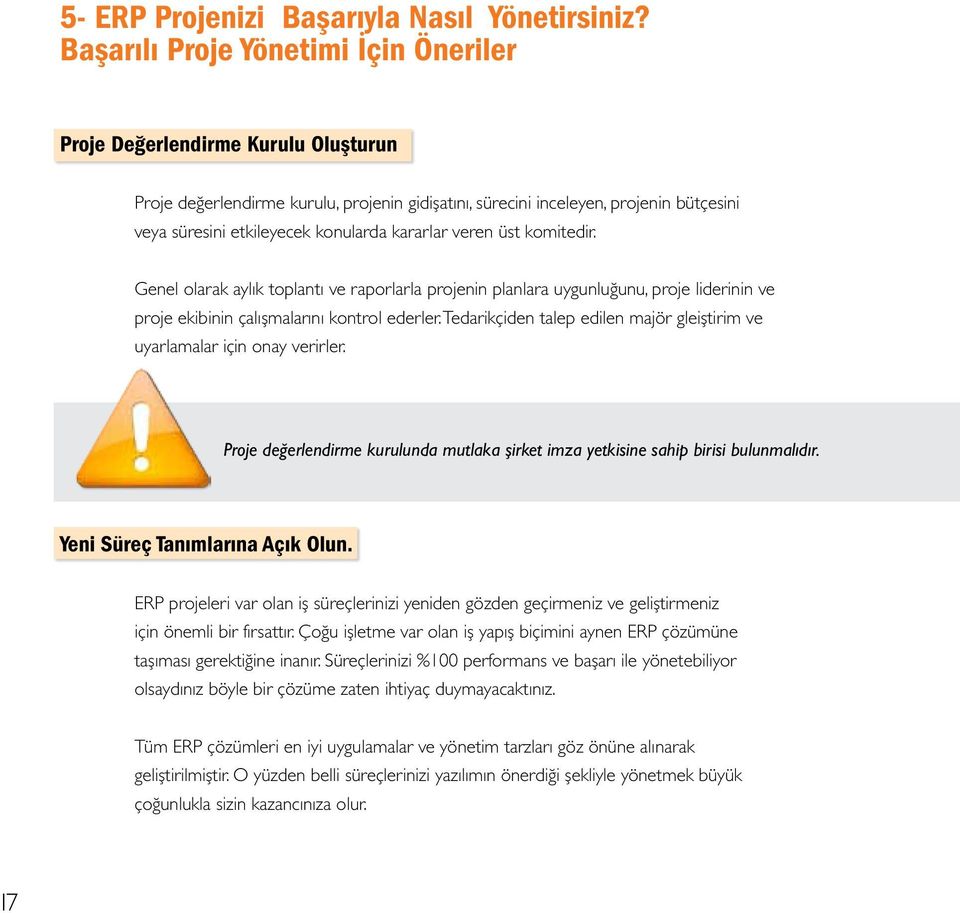 kararlar veren üst komitedir. Genel olarak aylık toplantı ve raporlarla projenin planlara uygunluğunu, proje liderinin ve proje ekibinin çalışmalarını kontrol ederler.