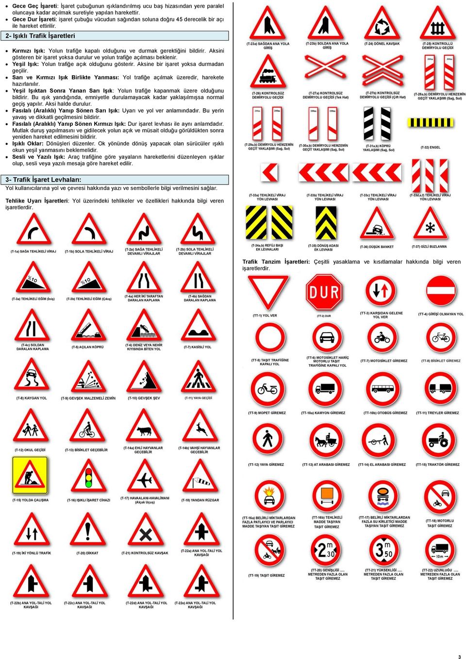 2- IĢıklı Trafik ĠĢaretleri Kırmızı IĢık: Yolun trafiğe kapalı olduğunu ve durmak gerektiğini bildirir. Aksini gösteren bir işaret yoksa durulur ve yolun trafiğe açılması beklenir.