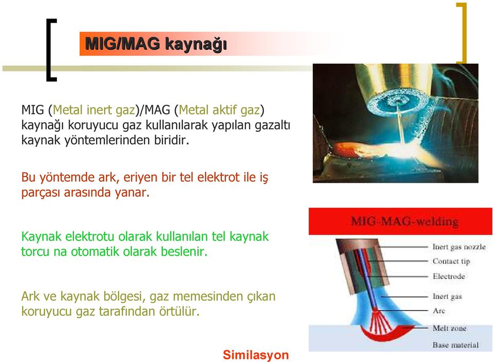 Bu yöntemde ark, eriyen bir tel elektrot ile iş parçası arasında yanar.