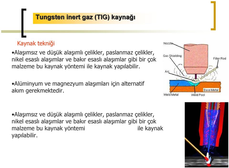 Alüminyum ve magnezyum alaşımları için alternatif akım gerekmektedir.