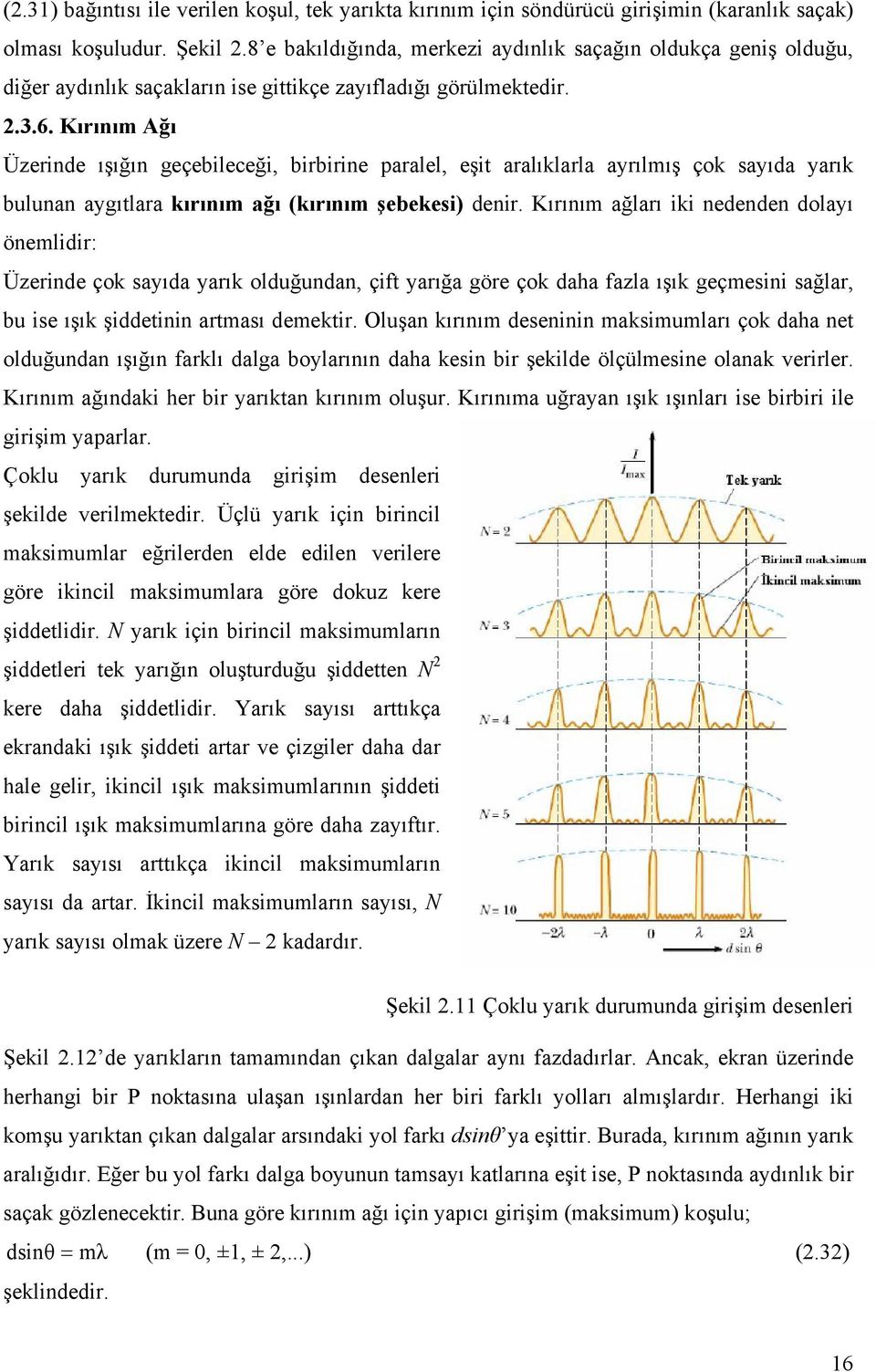 Kırınım Ağı Üzerinde ışığın geçebileceği, birbirine paralel, eşit aralıklarla ayrılmış çok sayıda yarık bulunan aygıtlara kırınım ağı (kırınım şebekesi) denir.