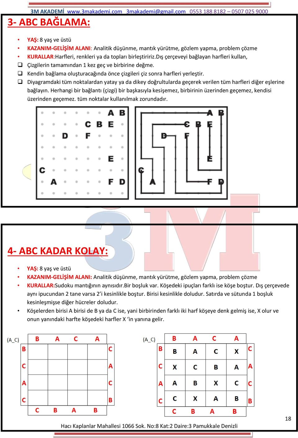 Herhangi bir bağlantı (çizgi) bir başkasıyla kesişemez, birbirinin üzerinden geçemez, kendisi üzerinden geçemez. tüm noktalar kullanılmak zorundadır.