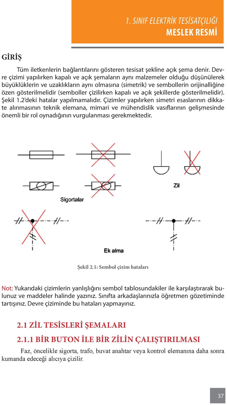 (semboller çizilirken kapalı ve açık şekillerde gösterilmelidir). Şekil 1.2 deki hatalar yapılmamalıdır.