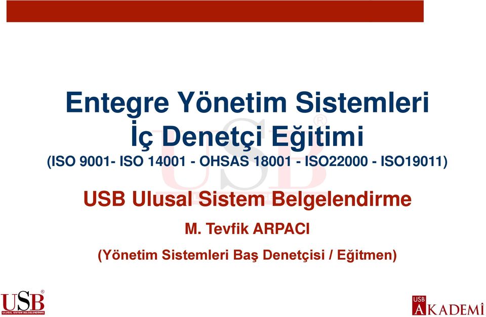 ISO19011) USB Ulusal Sistem Belgelendirme M.