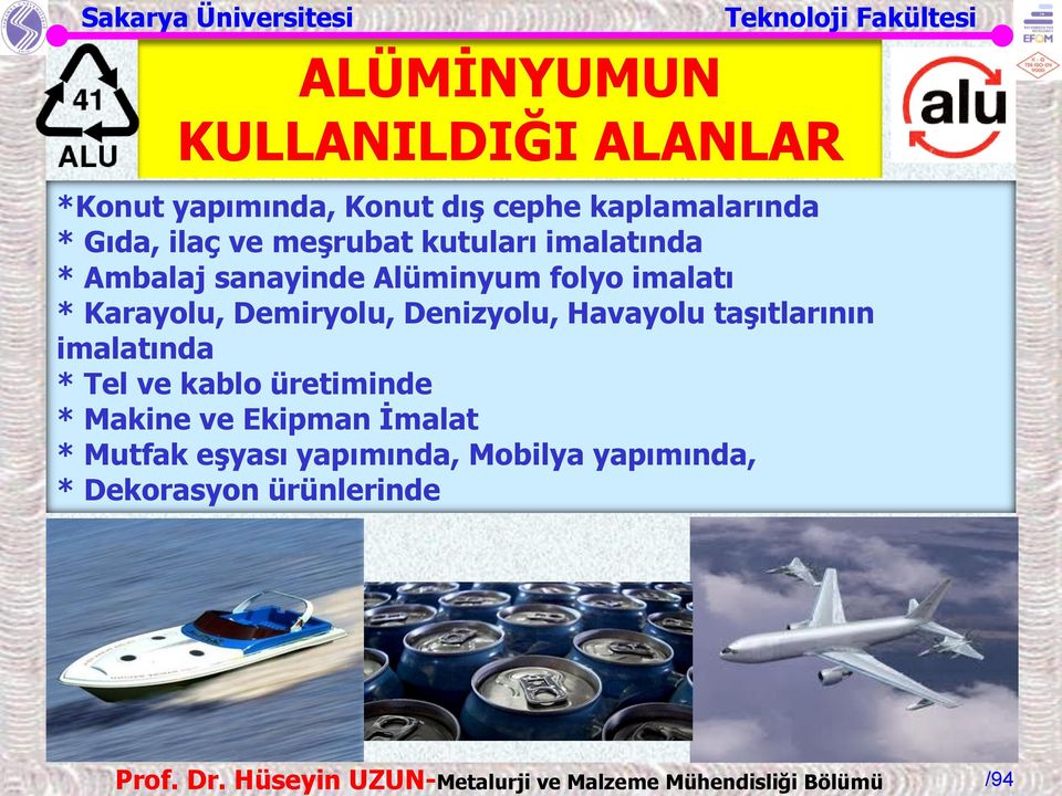 Karayolu, Demiryolu, Denizyolu, Havayolu taşıtlarının imalatında * Tel ve kablo üretiminde