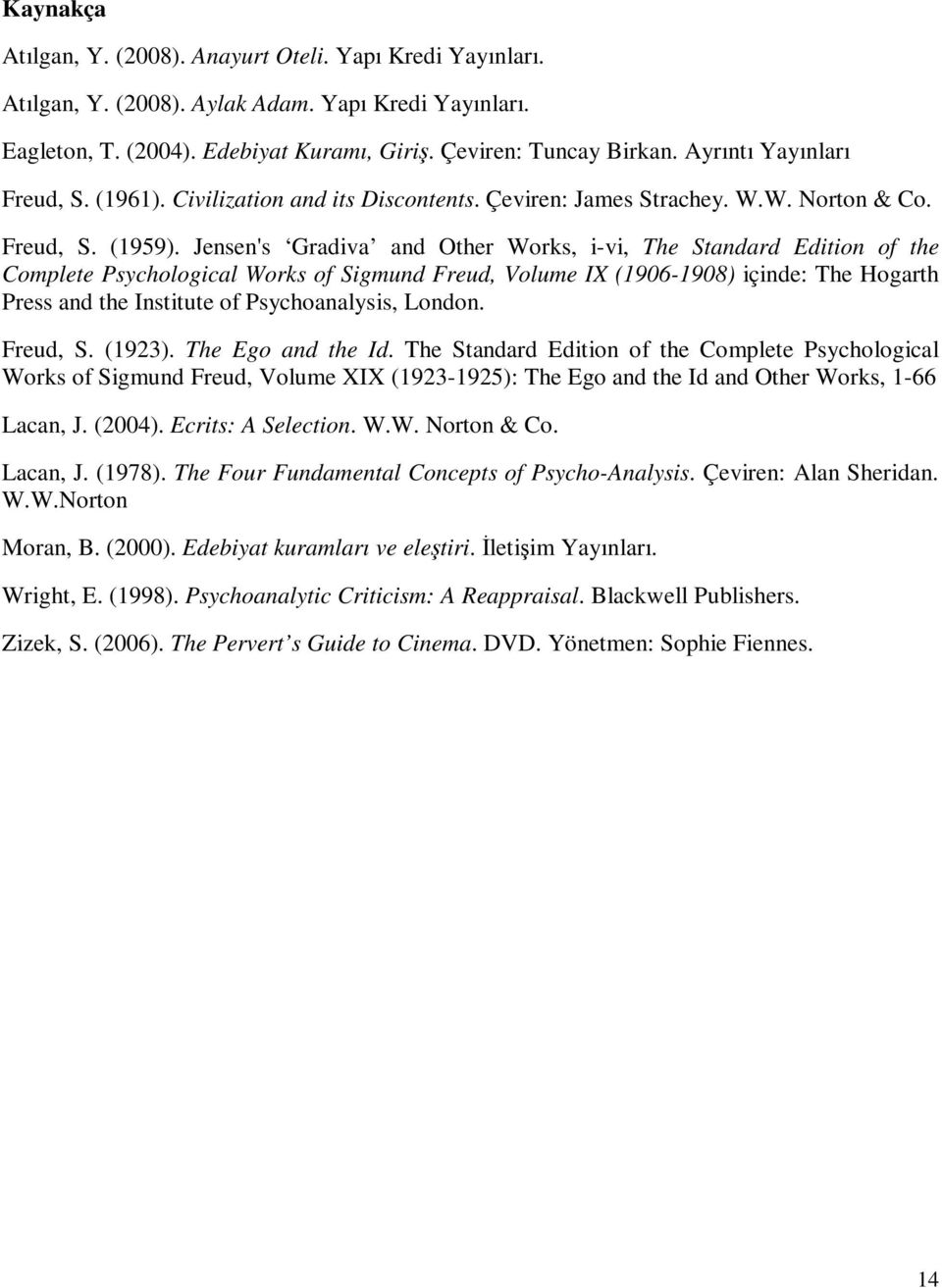 Jensen's Gradiva and Other Works, i-vi, The Standard Edition of the Complete Psychological Works of Sigmund Freud, Volume IX (1906-1908) içinde: The Hogarth Press and the Institute of Psychoanalysis,