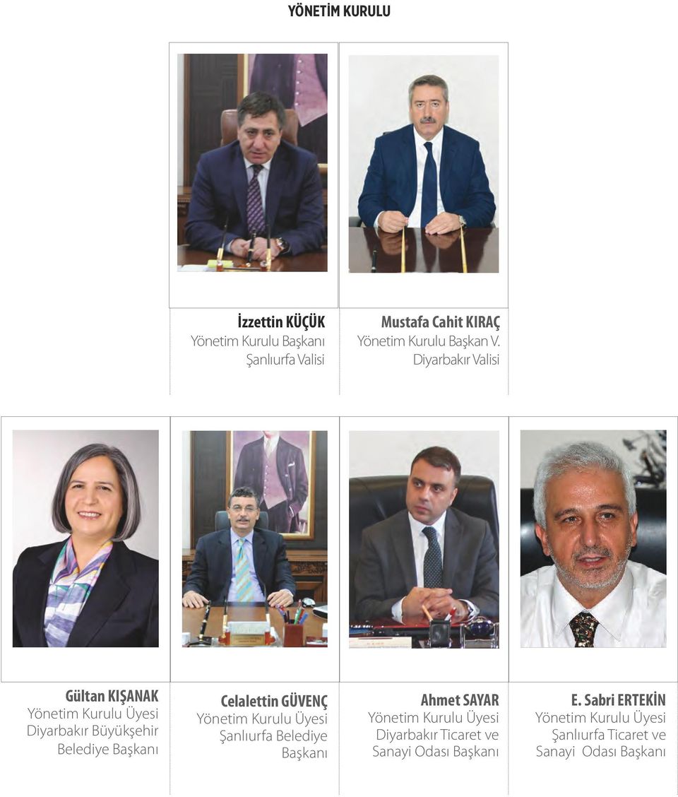 Diyarbakır Valisi Gültan KIŞANAK Yönetim Kurulu Üyesi Diyarbakır Büyükşehir Belediye Başkanı Celalettin