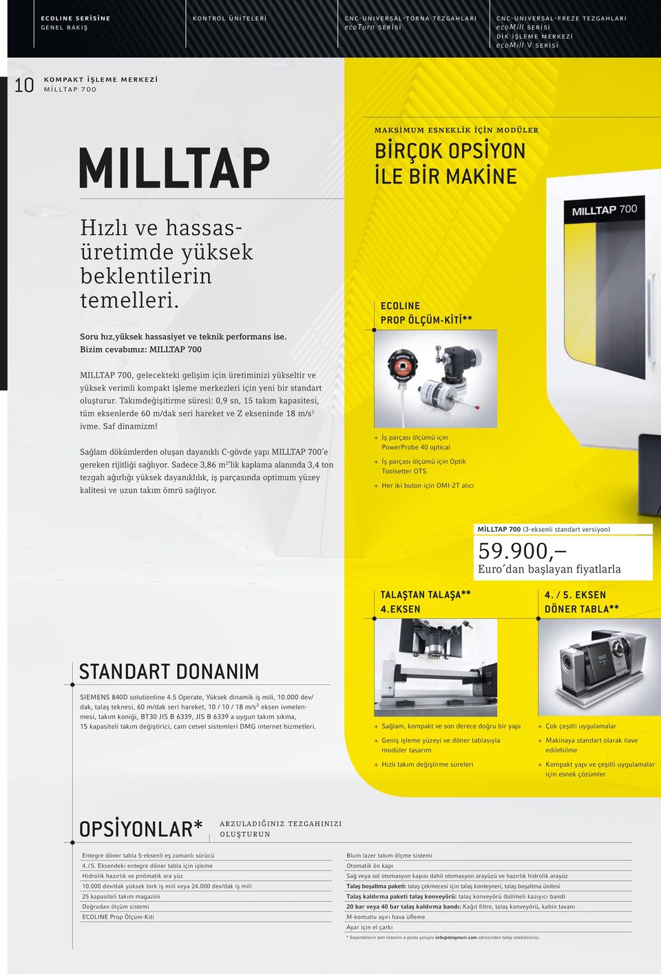 Bizim cevabımız: MILLTAP 700 ECOLINE PROP ÖLÇÜM-KITI** MILLTAP 700, gelecekteki gelişim için üretiminizi yükseltir ve yüksek verimli kompakt işleme merkezleri için yeni bir standart oluşturur.