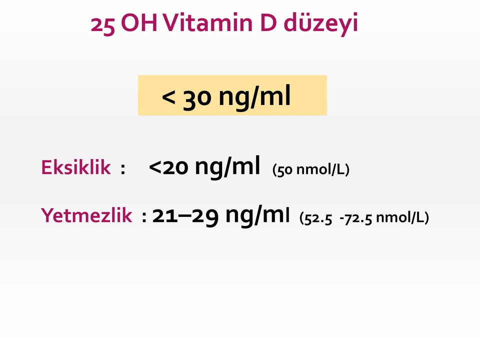 (50 nmol/l) Yetmezlik : 21