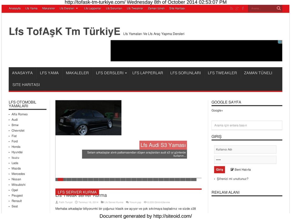 Lfs TofAşK Tm TürkiyE Lfs Yamaları Ve Lfs Araç Yapma Dersleri - PDF  Ücretsiz indirin