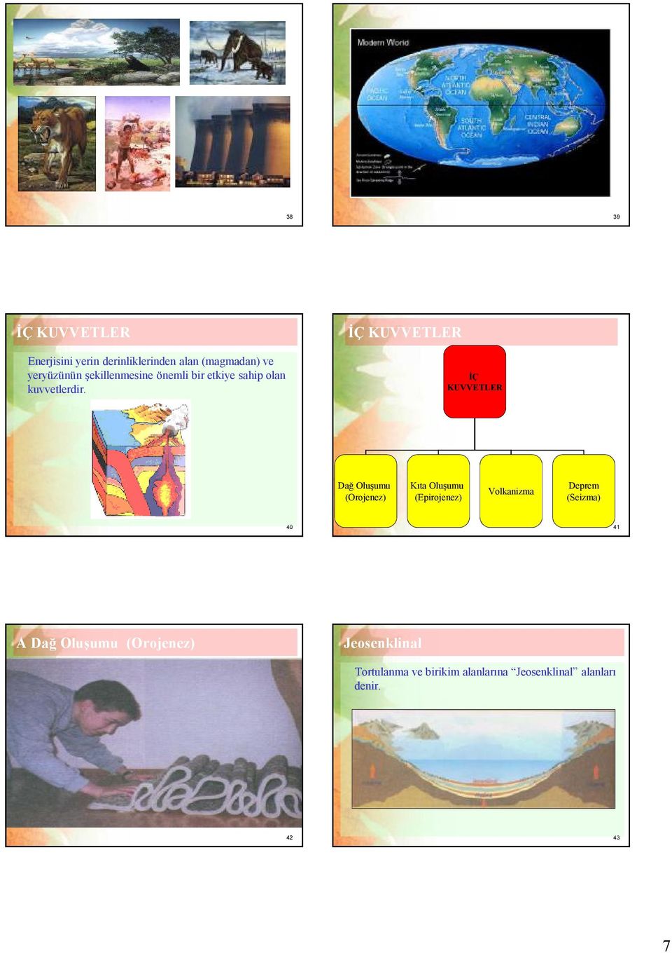 Oluşumu (Orojenez) Kıta Oluşumu (Epirojenez) Volkanizma Deprem (Seizma) 40 41 A Dağ