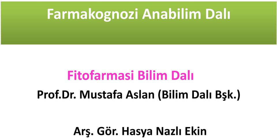 Dr. Mustafa Aslan (Bilim Dalı