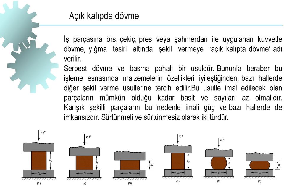 Bununla beraber bu işleme esnasında malzemelerin özellikleri iyileştiğinden, bazı hallerde diğer şekil verme usullerine tercih edilir.