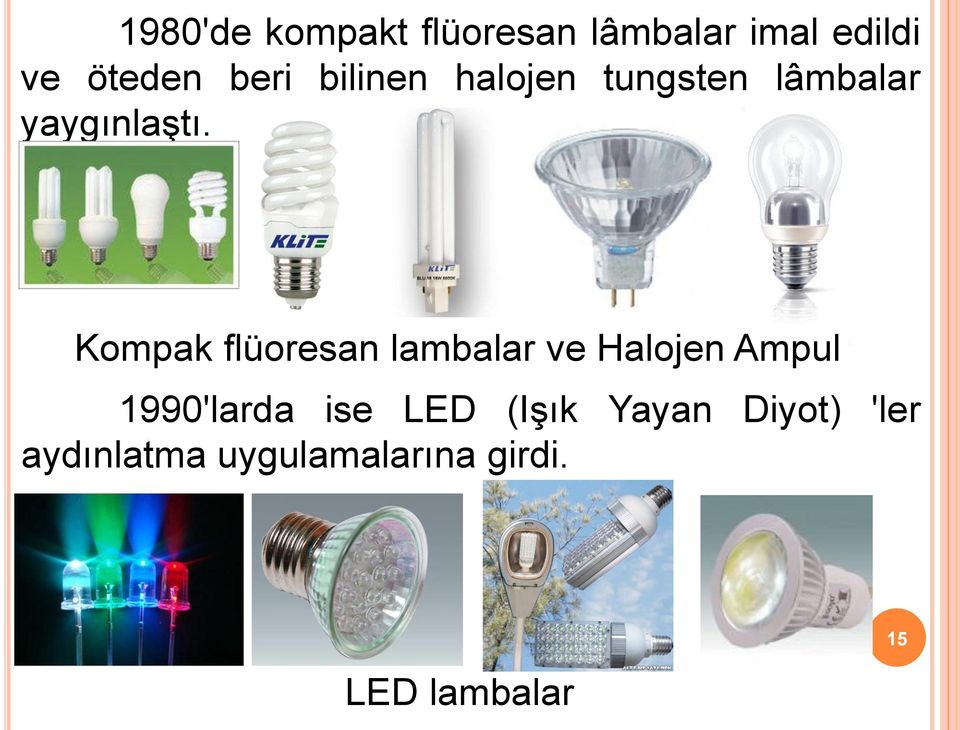 Kompak flüoresan lambalar ve Halojen Ampul 1990'larda ise