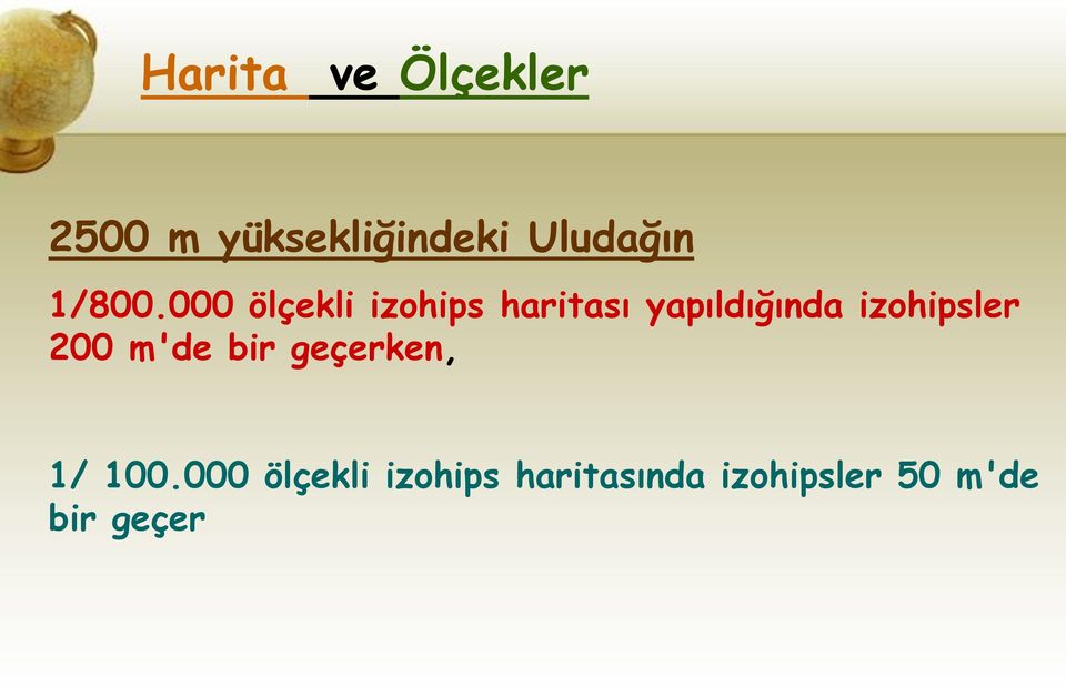 000 ölçekli izohips haritası yapıldığında