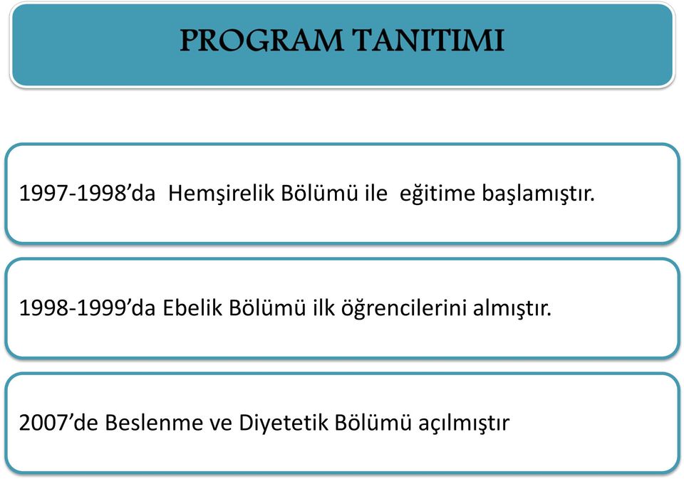 1998-1999 da Ebelik Bölümü ilk