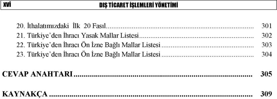 Türkiye den İhracı Ön İzne Bağlı Mallar Listesi... 303 23.