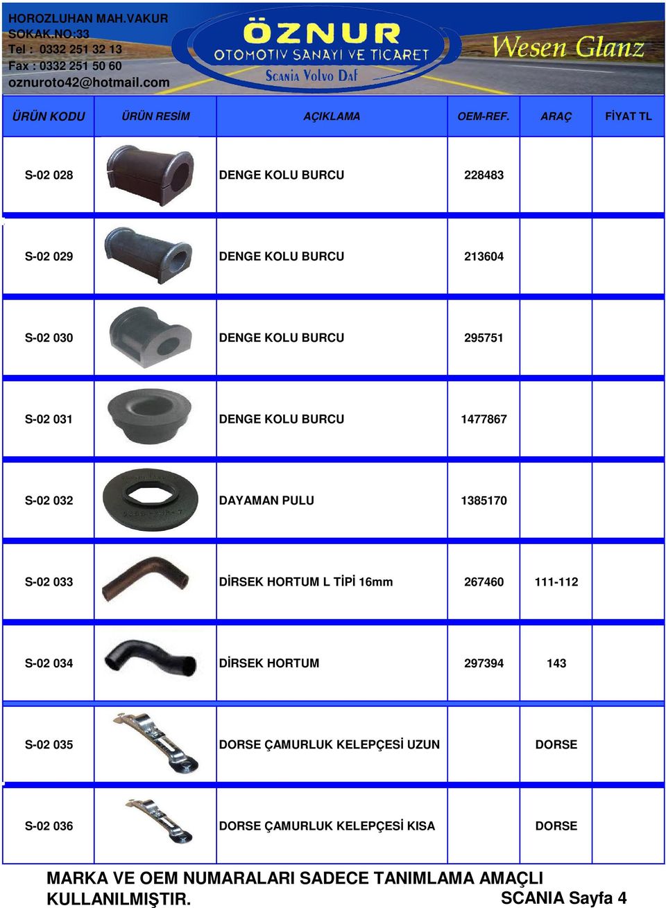 HORTUM L TİPİ 16mm 267460 111-112 S-02 034 DİRSEK HORTUM 297394 143 S-02 035 DORSE ÇAMURLUK