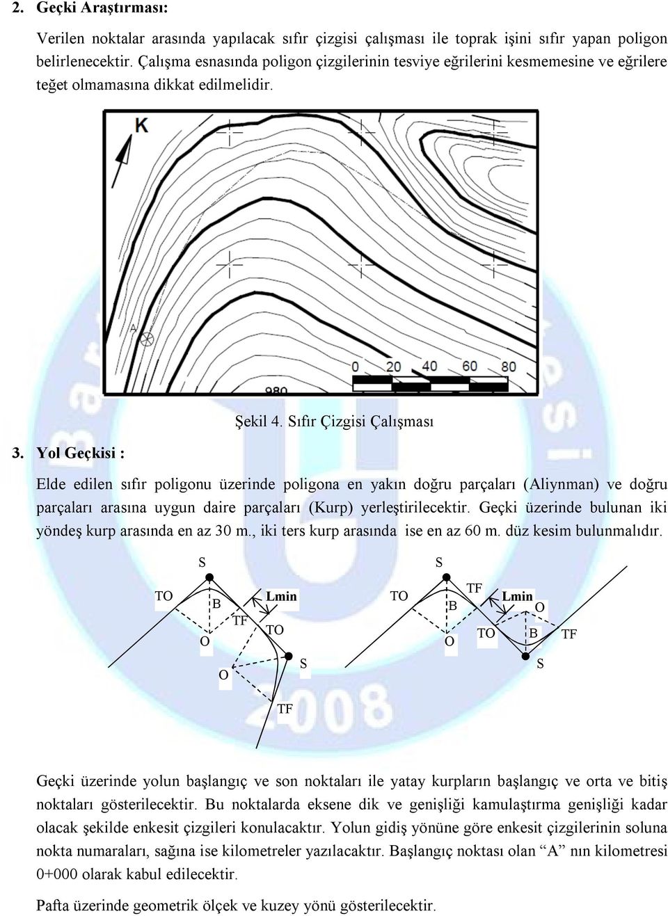 Sıfır Çizgisi Çalışması Elde edilen sıfır poligonu üzerinde poligona en yakın doğru parçaları (Aliynman) ve doğru parçaları arasına uygun daire parçaları (Kurp) yerleştirilecektir.