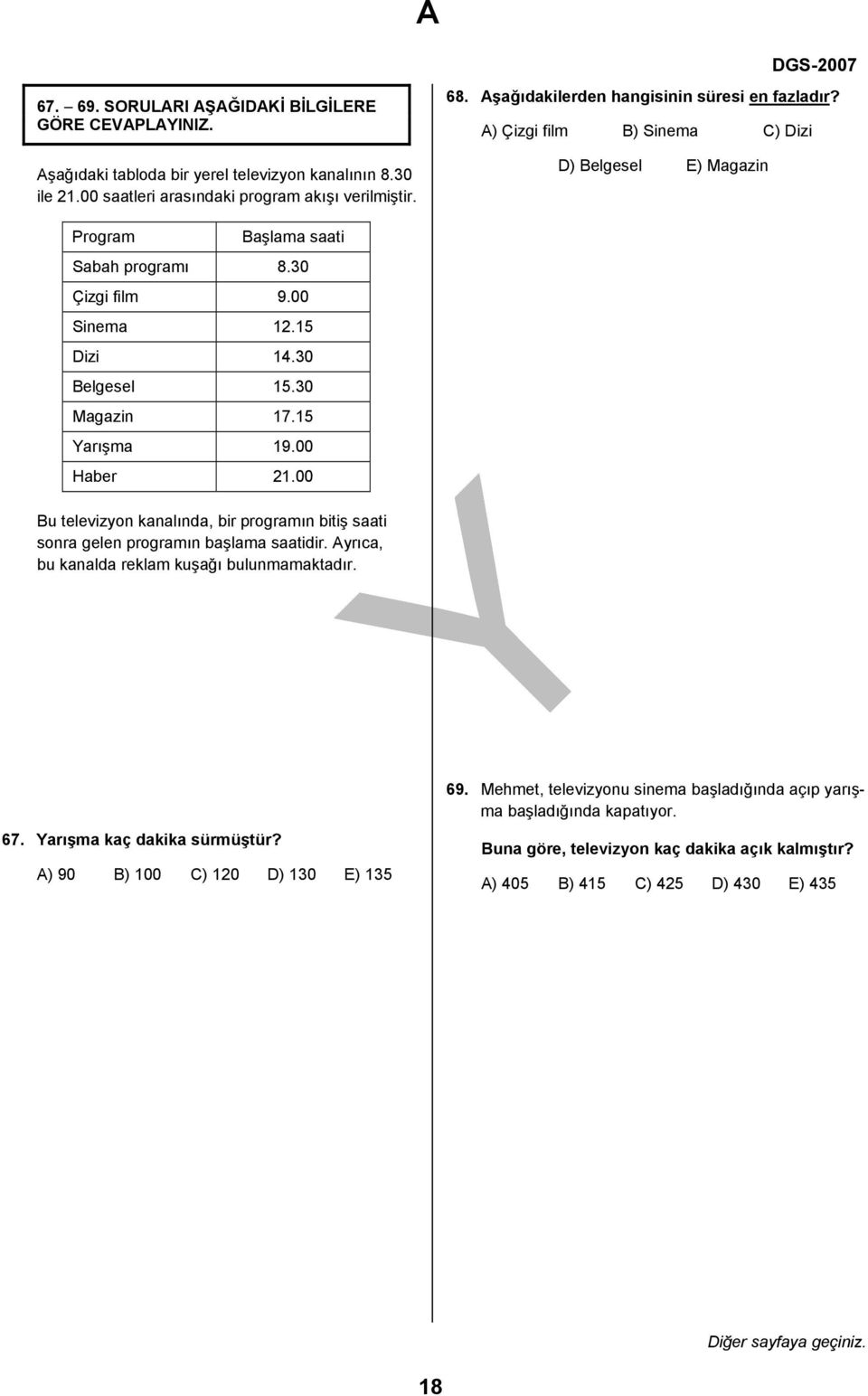 0 Belgesel 1.0 Magazin 17.1 Yarışma 19.00 Haber 1.00 Bu televizyon kanalında, bir programın bitiş saati sonra gelen programın başlama saatidir.