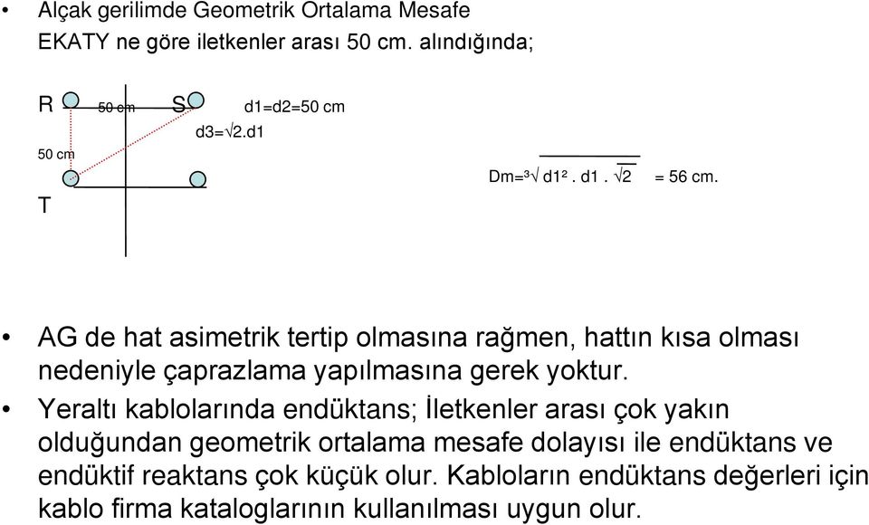 AG de hat asimetrik tertip olmasına rağmen, hattın kısa olması nedeniyle çaprazlama yapılmasına gerek yoktur.