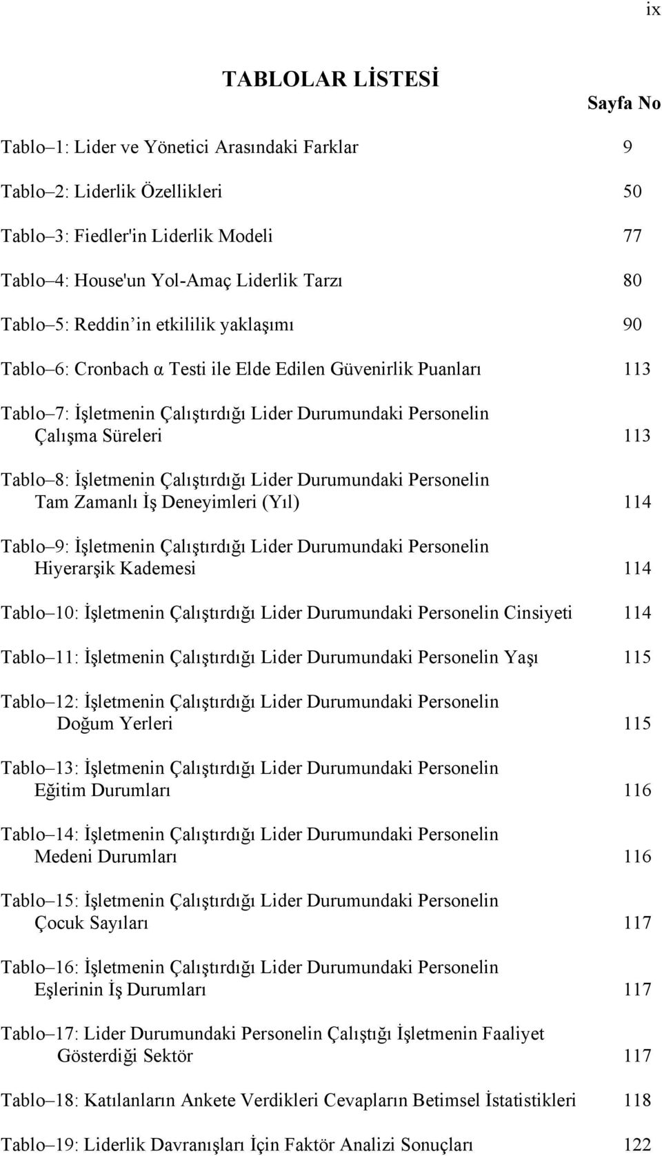 İşletmenin Çalıştırdığı Lider Durumundaki Personelin Tam Zamanlı İş Deneyimleri (Yıl) 114 Tablo 9: İşletmenin Çalıştırdığı Lider Durumundaki Personelin Hiyerarşik Kademesi 114 Tablo 10: İşletmenin