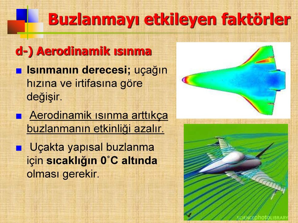 Aerodinamik ısınma arttıkça buzlanmanın etkinliği azalır.