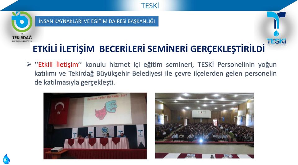 eğitim semineri, TESKİ Personelinin yoğun katılımı ve Tekirdağ