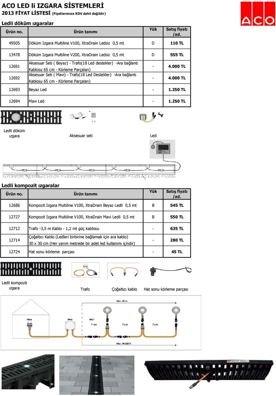 Parçaları) - 4.000 TL - 4.000 TL 12693 Beyaz Led - 1.250 TL 12694 Mavi Led - 1.