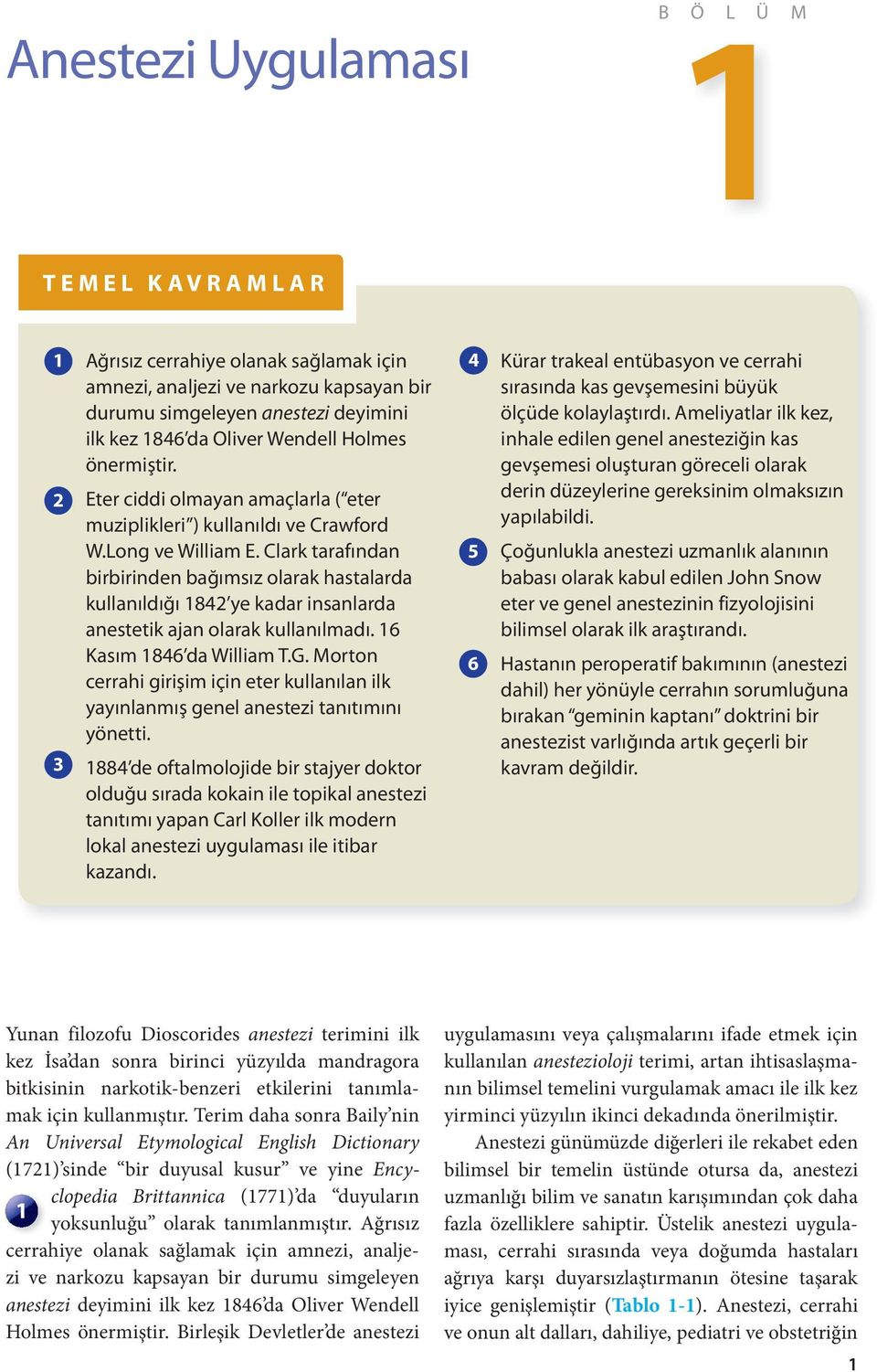 Ameliyatlar ilk kez, inhale edilen genel anesteziğin kas gevşemesi oluşturan göreceli olarak 2 Eter ciddi olmayan amaçlarla ( eter derin düzeylerine gereksinim olmaksızın muziplikleri ) kullanıldı ve