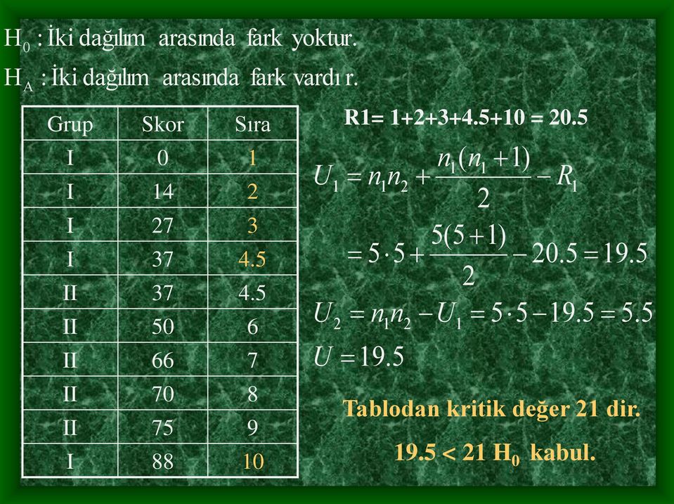 5 II 50 6 II 66 7 II 70 8 II 75 9 I 88 10 fark yoktur. fark vardı r.