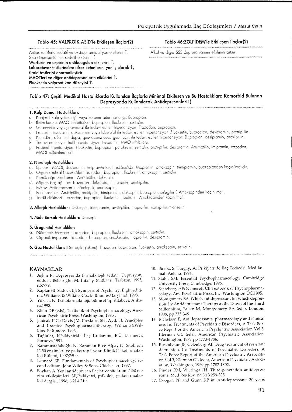 Laboratuvar testlerinden: idrar ketonlarını yanlış olarak î, tiroid testlerini anormalleştirir. MAOl'leri ve diğer antidepresanların etkilerini T. Fluoksetin valproat kan düzeyini T.