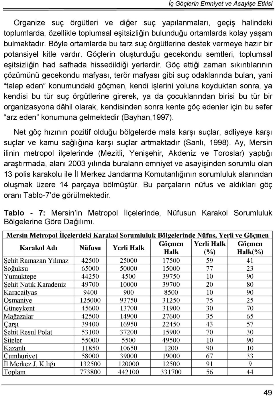 Göç ettiği zaman sıkıntılarının çözümünü gecekondu mafyası, terör mafyası gibi suç odaklarında bulan, yani talep eden konumundaki göçmen, kendi işlerini yoluna koyduktan sonra, ya kendisi bu tür suç