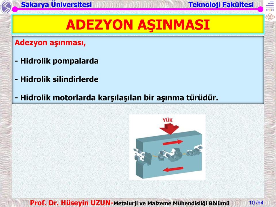 motorlarda karşılaşılan bir aşınma türüdür. Prof.