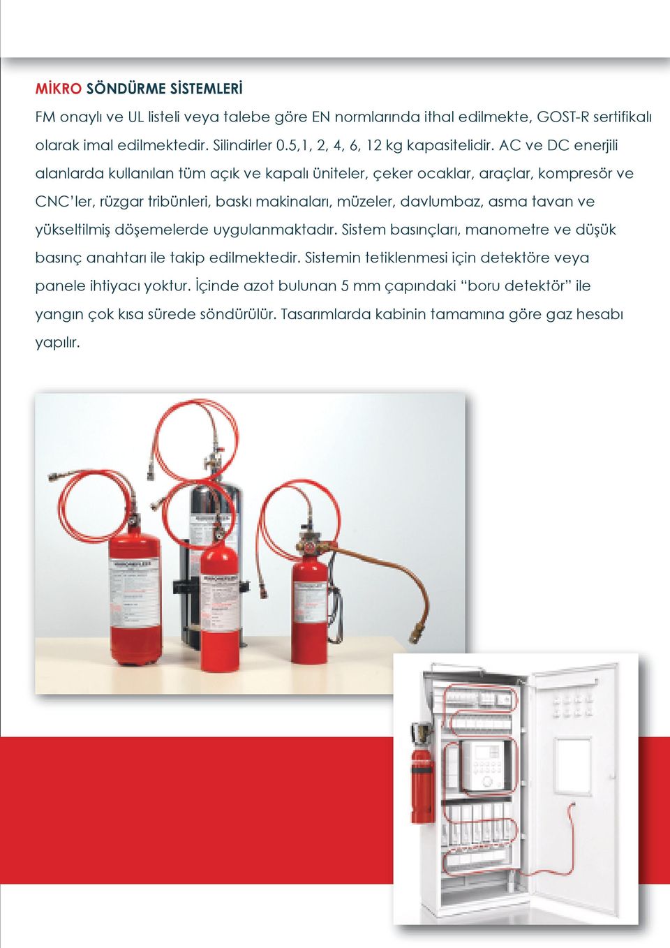 AC ve DC enerjili alanlarda kullanılan tüm açık ve kapalı üniteler, çeker ocaklar, araçlar, kompresör ve CNC ler, rüzgar tribünleri, baskı makinaları, müzeler, davlumbaz, asma