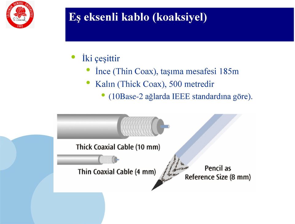 mesafesi 185m Kalın (Thick Coax), 500