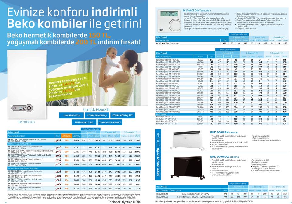 otomatik haftalık-günlük saatlik kullanabilir ya da istediğiniz şekilde elle ayar yapabilme imkanı, Gün içinde 1 er saatlik ayarlama ile farklı sıcaklık programlaması yapabilme, Tek düğme ile