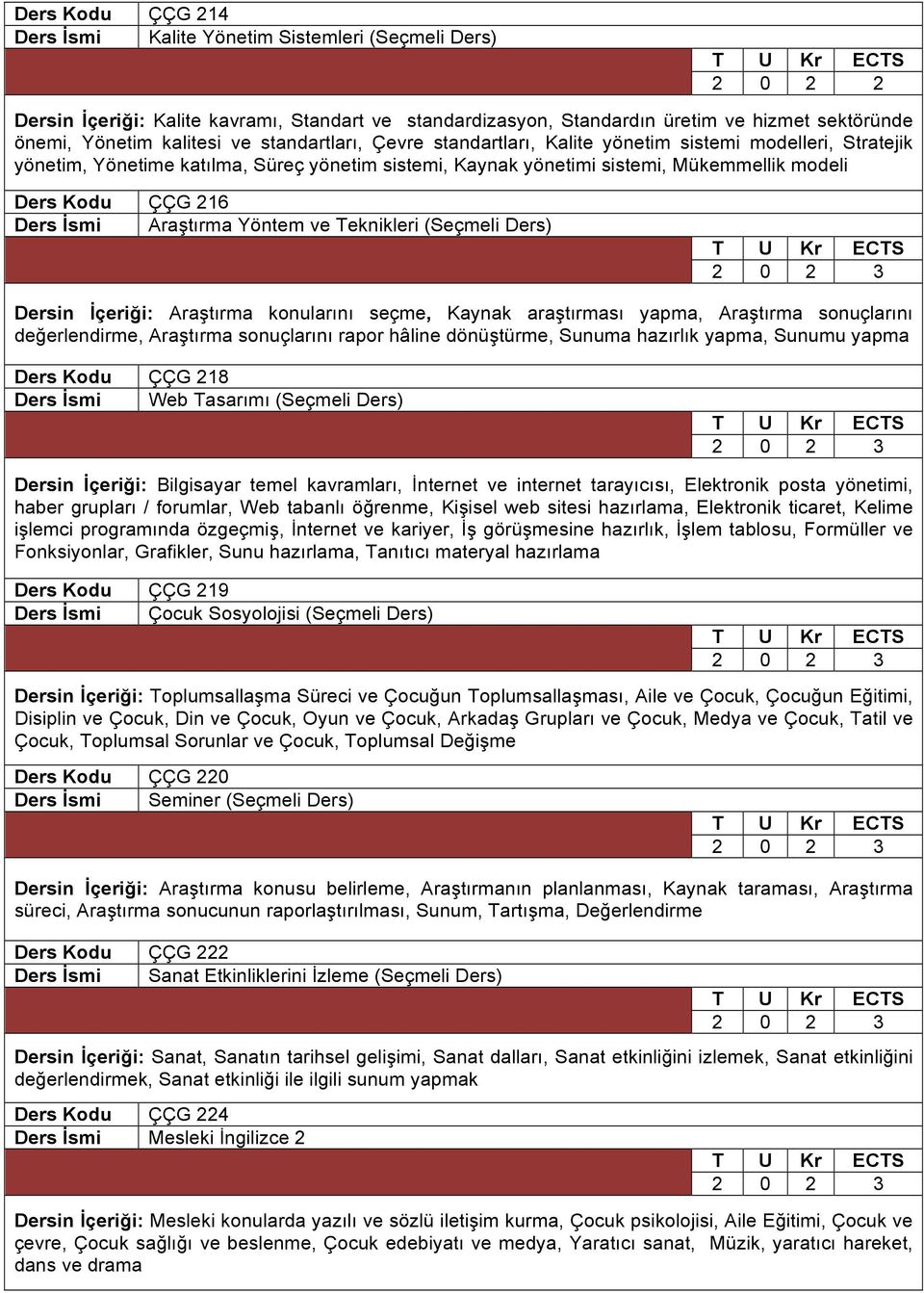 Araştırma Yöntem ve Teknikleri (Seçmeli Ders) Dersin İçeriği: Araştırma konularını seçme, Kaynak araştırması yapma, Araştırma sonuçlarını değerlendirme, Araştırma sonuçlarını rapor hâline dönüştürme,