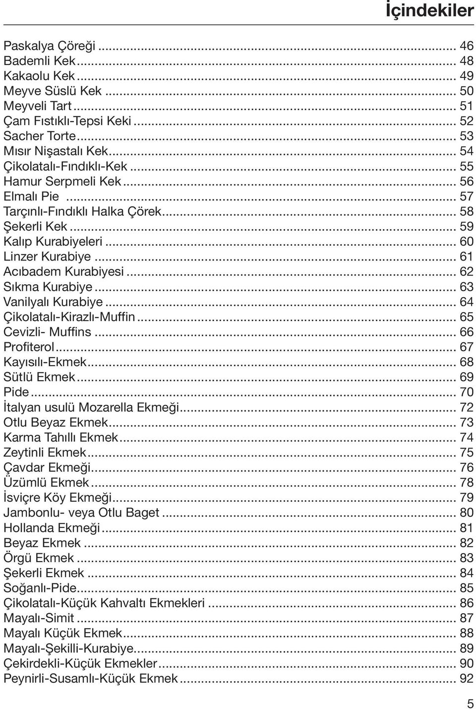 .. 62 Sıkma Kurabiye... 63 Vanilyalı Kurabiye... 64 Çikolatalı-Kirazlı-Muffin... 65 Cevizli- Muffins... 66 Profiterol... 67 Kayısılı-Ekmek... 68 Sütlü Ekmek... 69 Pide.