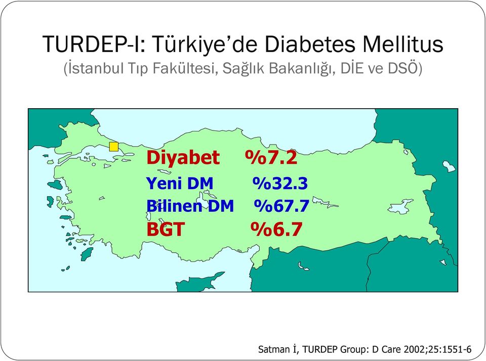 ve DSÖ) Diyabet %7.2 Yeni DM %32.