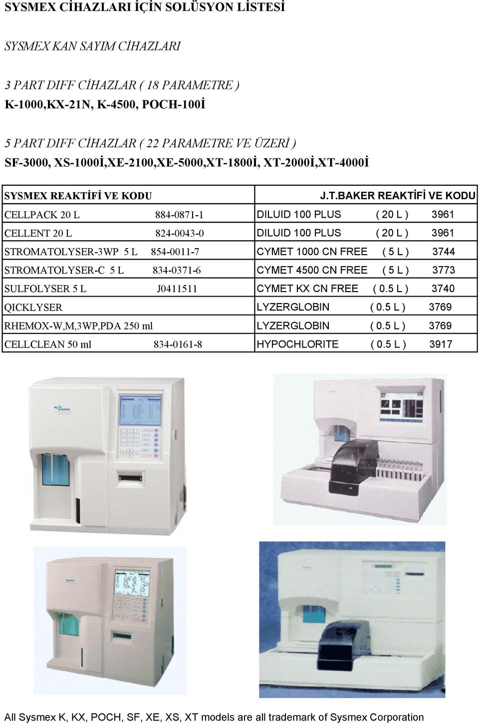 STROMATOLYSER-C 5 L 834-0371-6 CYMET 4500 CN FREE 3773 CYMET KX CN FREE ( 0.5 L ) 3740 QICKLYSER LYZERGLOBIN ( 0.5 L ) 3769 RHEMOX-W,M,3WP,PDA 250 ml LYZERGLOBIN ( 0.