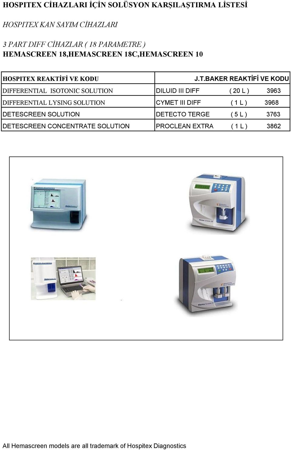 ISOTONIC SOLUTION DIFFERENTIAL LYSING SOLUTION DETESCREEN SOLUTION DETESCREEN