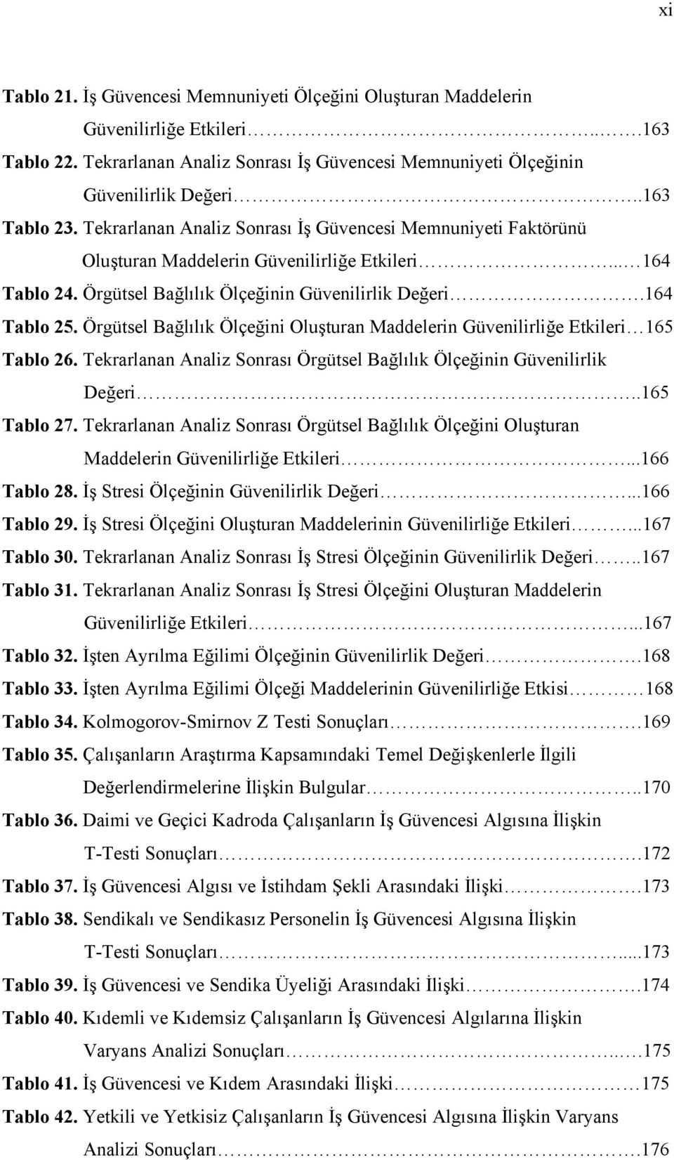 Örgütsel Bağlılık Ölçeğini Oluşturan Maddelerin Güvenilirliğe Etkileri 165 Tablo 26. Tekrarlanan Analiz Sonrası Örgütsel Bağlılık Ölçeğinin Güvenilirlik Değeri..165 Tablo 27.