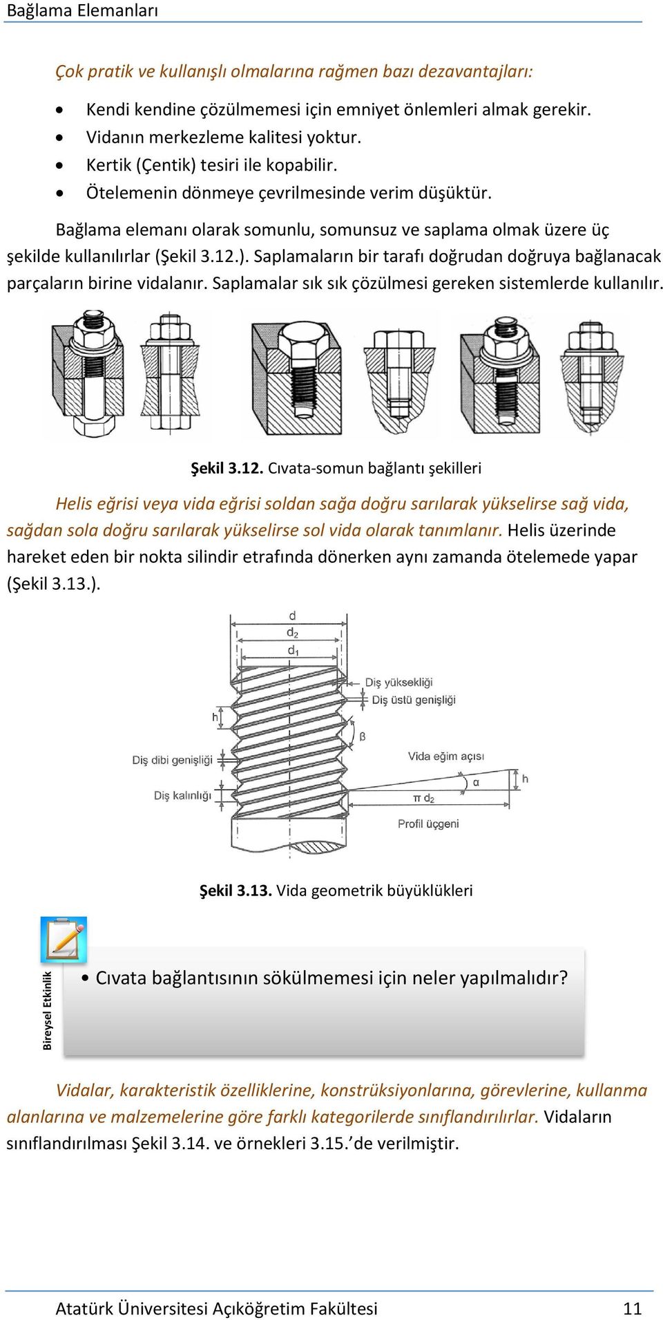 Saplamalar sık sık çözülmesi gereken sistemlerde kullanılır. Şekil 3.12.