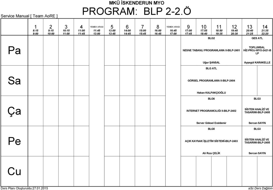 TOPLUMSAL HİZ-PROJ-MYO--B LP Uğur ŞANSAL BLG ATL GÖRSEL PROGRAMLAMA II-BILP-0 Ayşegül KARAKELLE Hakan KALPAKÇIOĞLU BLG